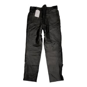 Jafrum Black Leather Motorcycle Riding Pants XS1000 Full Side Zip Size 38 NWT